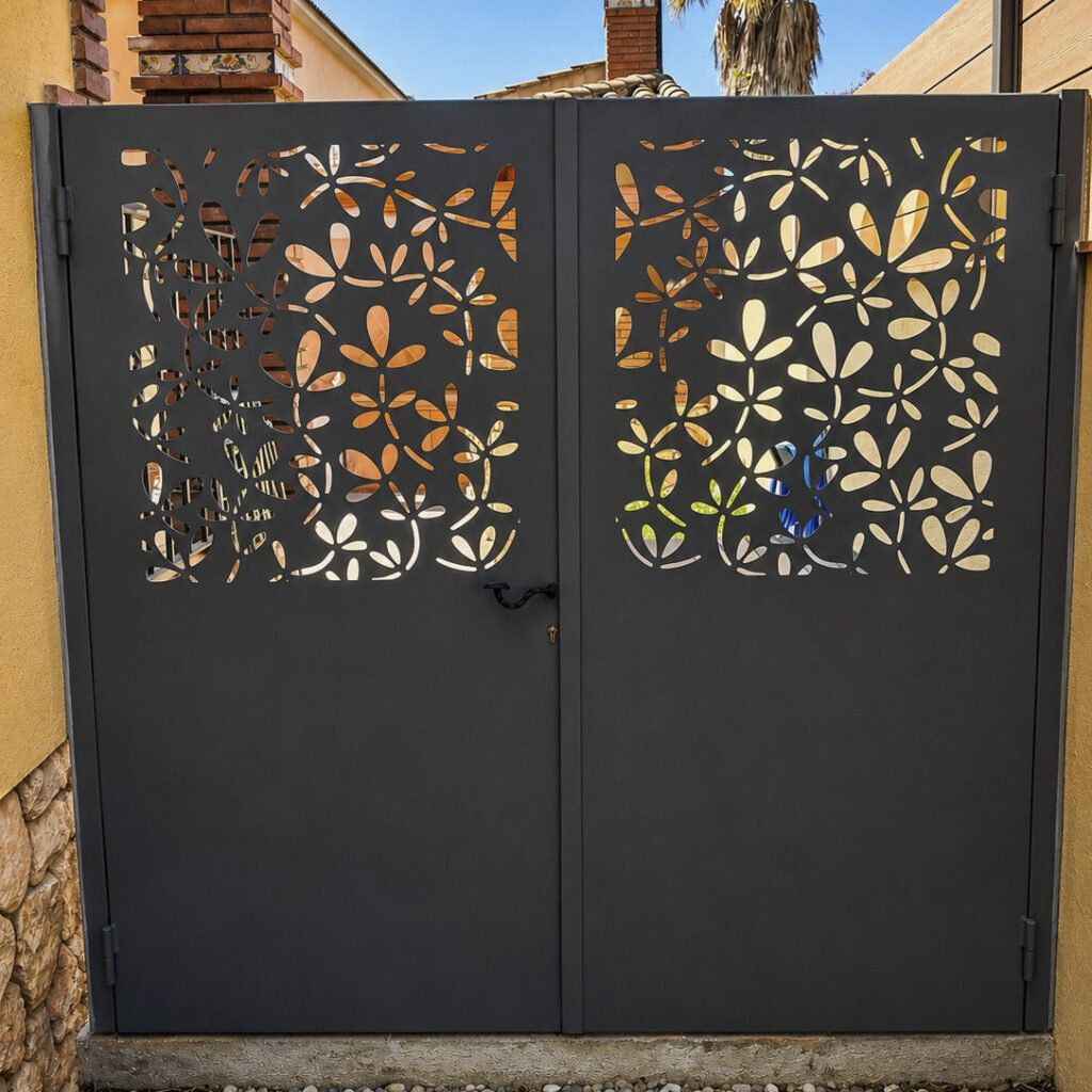 Porta metàl·lica a mida amb disseny personalitzat i tall làser